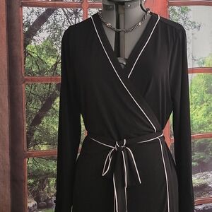 Ann Taylor Factory Jersey Wrap Elegant Black Dress